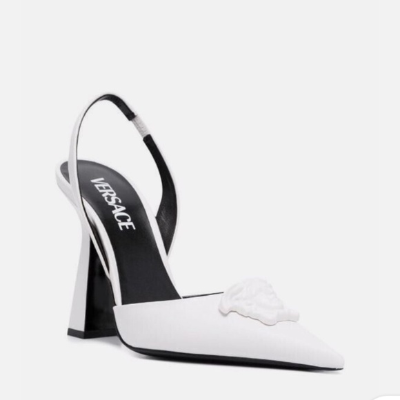 Versace white Medusa slingback heels - Picture 1 of 2